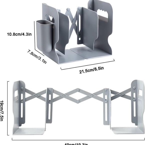 BangBoom Multifunctional Adjustable Telescopic Bookshelf with Pen Holder (White) - Picture 2 of 7